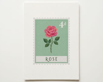 Sello personalizado con diseño de rosa, estampado botánico de la flor de nacimiento de junio (descarga digital)