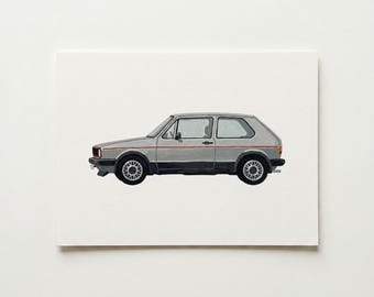 Classic Mk1 Hot Hatch Art Print: Retro 80s Car Illustration (Digital Download)