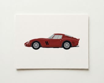 1960er Jahre Renncoupé Kunstdruck: Retro Sportwagen Illustration (Digitaler Download)
