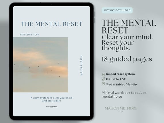 Mental Reset Workbook | Anxiety Relief, Self Care Planner (Digital PDF Download)
