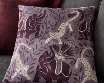 Repurposed Safari Print Cushion: Elephants and Big Cats Home Decor