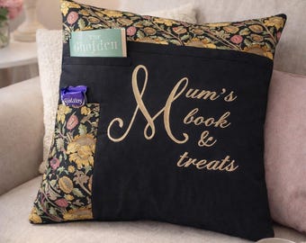 BOOK CUSHION HANDMADE embroidered, made to order