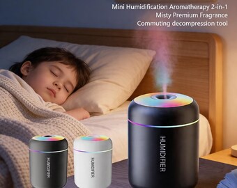 Humidificador de aromaterapia 2 en 1 para coche: difusor LED RGB para viajes relajantes y para dormir.