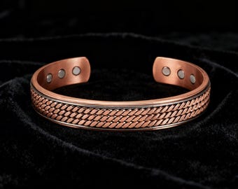 Magnetic Copper Healing Bracelet – Textured Artisan Cuff for Men & Women