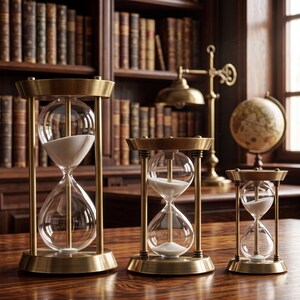 Retro Metal Hourglass Sand Timer, 15 30 or 60 Minute Glass Timer, Vintage Desk Decor, Office Table Ornament, Gold Tone Decor