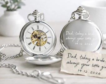 Handwriting Engraved Dual Opening Pocket Watch, Groomsman, Best man ,Wedding
