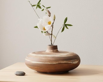 Japanische Zen-Keramikvase, Steinzeugvase im antiken Stil, Wabi Sabi Hydrokulturgefäß, kleine Teetischdekoration, minimalistische Blumenvase