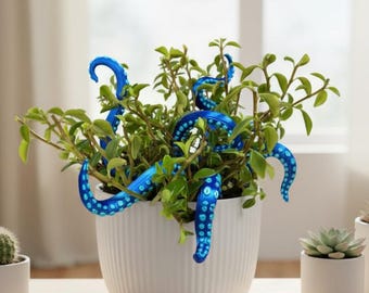 Glow in The Dark Octopus Tentakel Stakes Set von 7, Harz Oktopus Garten Dekor, Halloween Pflanzen Stakes, Tentakel Pflanzer Dekoration