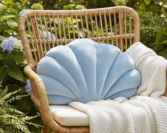 Plüsch Samt Muschel Kissen, Weiches dekoratives Dekokissen, Küsten Muschel Kissen, Boho Sofakissen, Wohnzimmer Dekor
