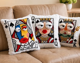 Spielkarten Kissen: König, Königin, Bube Cartoon Kissen Sofa Dekor