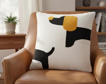 Bestickter Hundekissenbezug, nordisches Minimalist-Haustiersofakissen, 45 x 45 cm