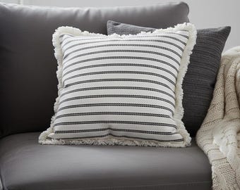 Gestreifter Kissenbezug 45 x 45 cm, Bauernhaus Kissenbezug, Dekorativer Kissenbezug, Modernes Sofakissen, Boho Wohnzimmer Dekor
