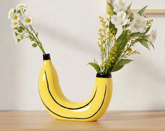 Bananenform-Resin-Vase, moderne Tischdekoration, künstlerische Blumenvase, einzigartiges Wohndekor, Esstischdekoration, skulpturale Vase