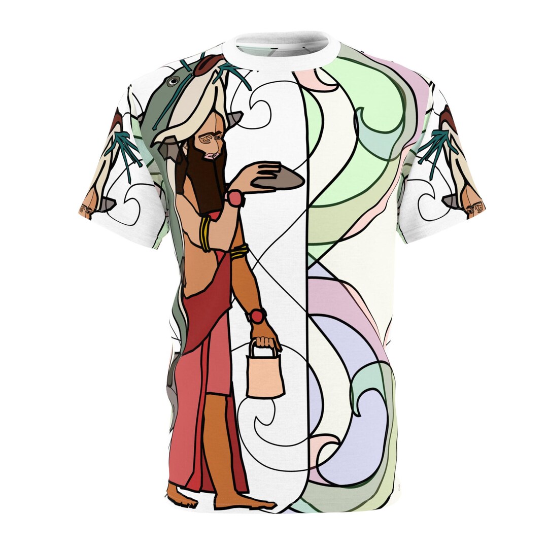 Art Nouveau Sumerian Abgal Tee | Catfish-clad Apkallu Stained-glass ...