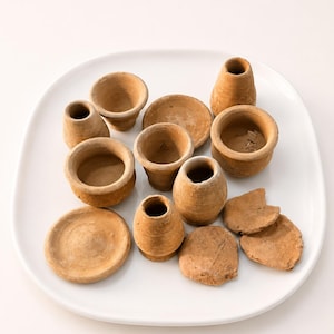 Ätbara Premium Pure Ätbara Lerkrukor Set - Naturlig Handgjord Krispig Bakad Jordkombination (600g)