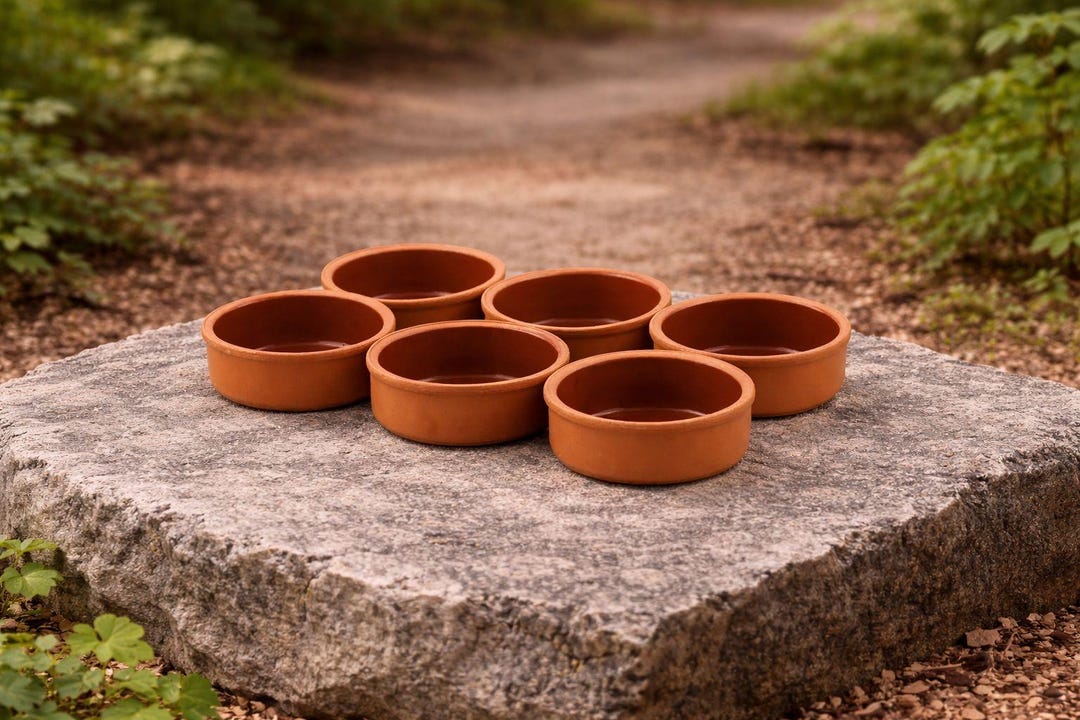 Terracotta Ramekins Set of 6, Clay Oven Bowls, Rustic Baking Dish ...