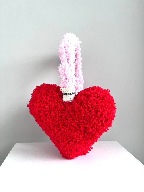 Red Heart Earmuffs: Chunky Knit Valentine