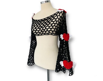 Crochet bolero for women, Knitted woman tops, Handmade boleros, Valentine's day gift ideas, Little angel hearts