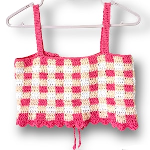Barbie Pink Crop Top, Crochet Mini Top, Handmade Top, Hand Knit Crop Top, Summer Crop