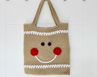 Crochet  Christmas Gingerbread Tote Bag, Hand-knitted Bag, Christmas Gift Ideas, Women, Teenage, Kids