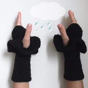 Black Friday Sale, Christmas Gift, Fingerless Gloves by giZZdesign, Black and crochet, Choose your color...