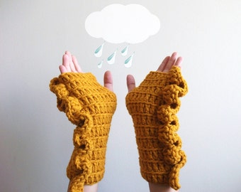 Christmas Gift Ideas, Fingerless Gloves by giZZdesign, Like Mustard, Chunky Gloves, Crochet Arm Warmers