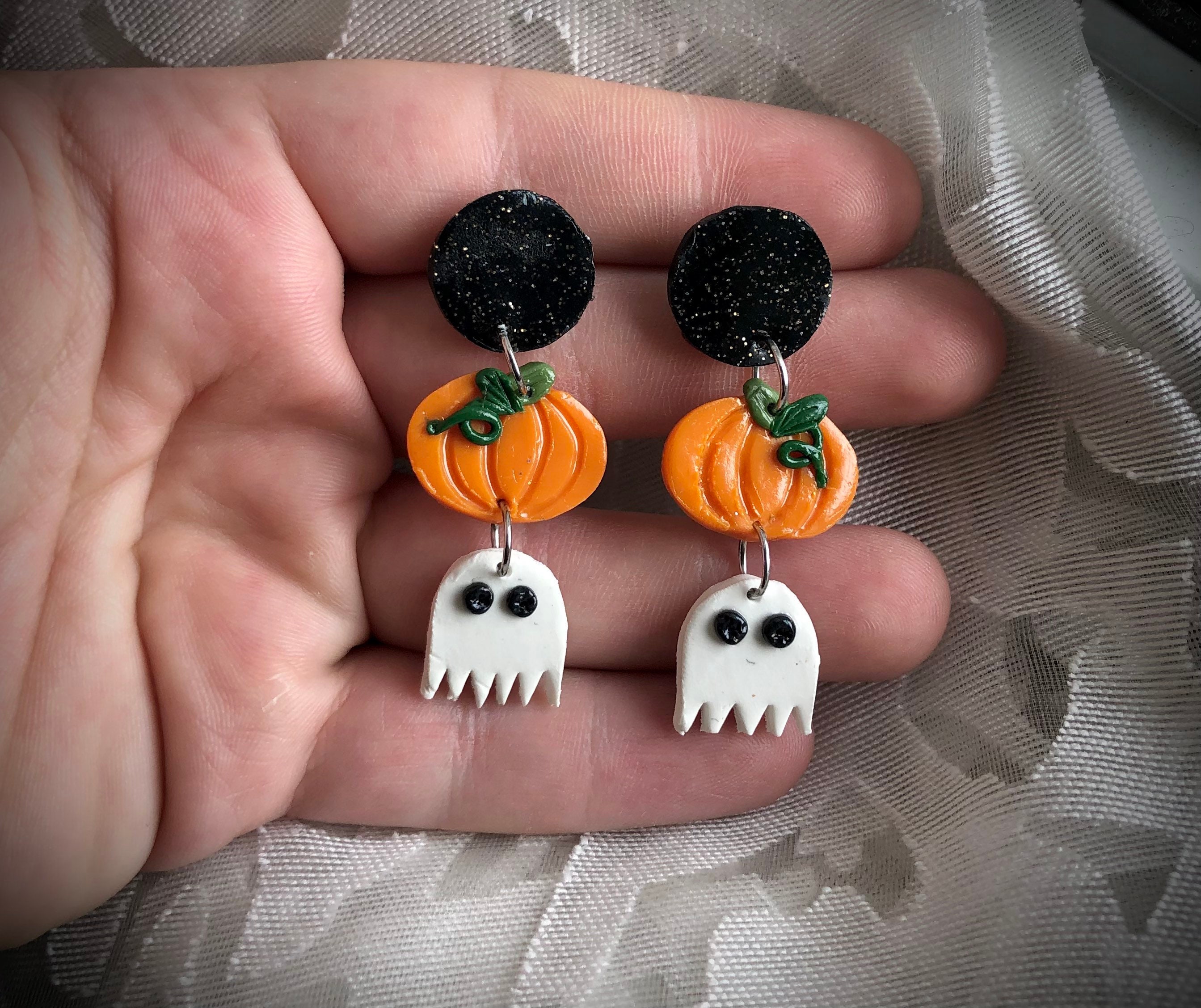 Polymer clay halloween earrings sale
