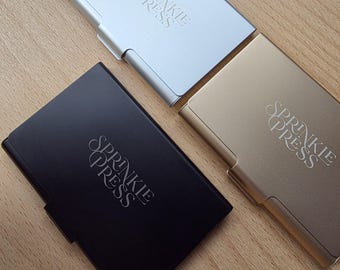 Personalized Engraved Business Card Holder | Custom Personalised Aluminum Card Case