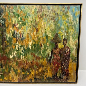 Mid Century Abstract Expressionist Oil Painting Signed Artist, 1960s