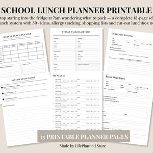 School Lunch Planner Printable, Multi-Child Weekly Meal System (PDF Download)