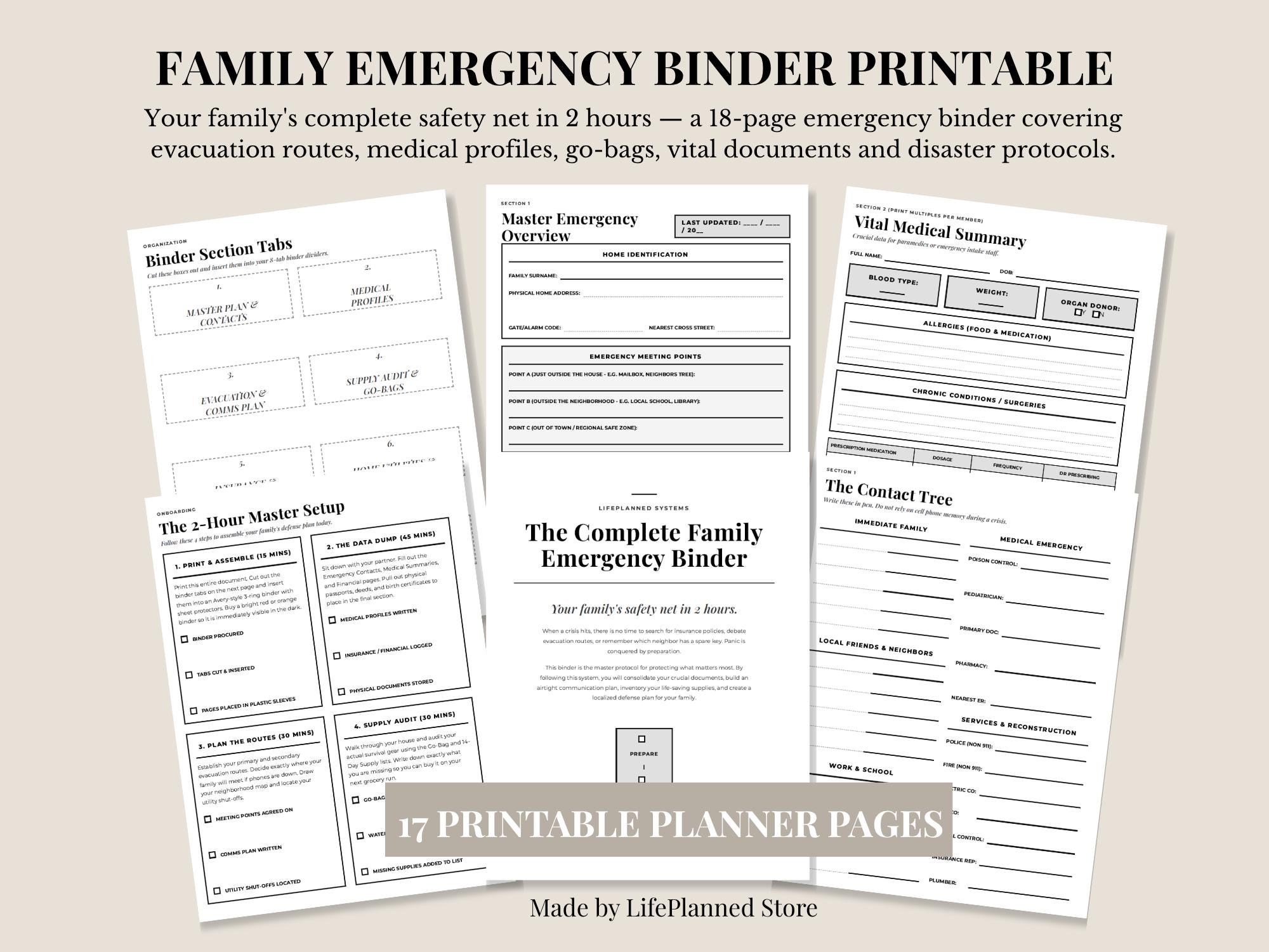 Family Emergency Binder Printable, Preparedness Kit, Evacuation Plan ...