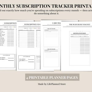 Subscription Tracker Printable, Monthly Subscription Audit PDF, Cancel Subscriptions Planner, Bill Renewal Tracker