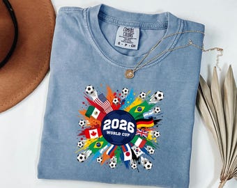 Camiseta con banderas internacionales de la Copa Mundial de Fútbol 2026, ropa para niños para el día del partido de fútbol.