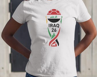 Camiseta gráfica del trofeo de fútbol de Irak, ropa para aficionados al fútbol de los Lions