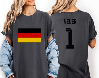 Camiseta de fútbol con la bandera de Alemania Neuer #1, ropa de portero Comfort Colors®