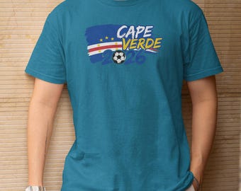 Camiseta gráfica para aficionados al fútbol de Cabo Verde, ropa para seguidores del torneo mundial.