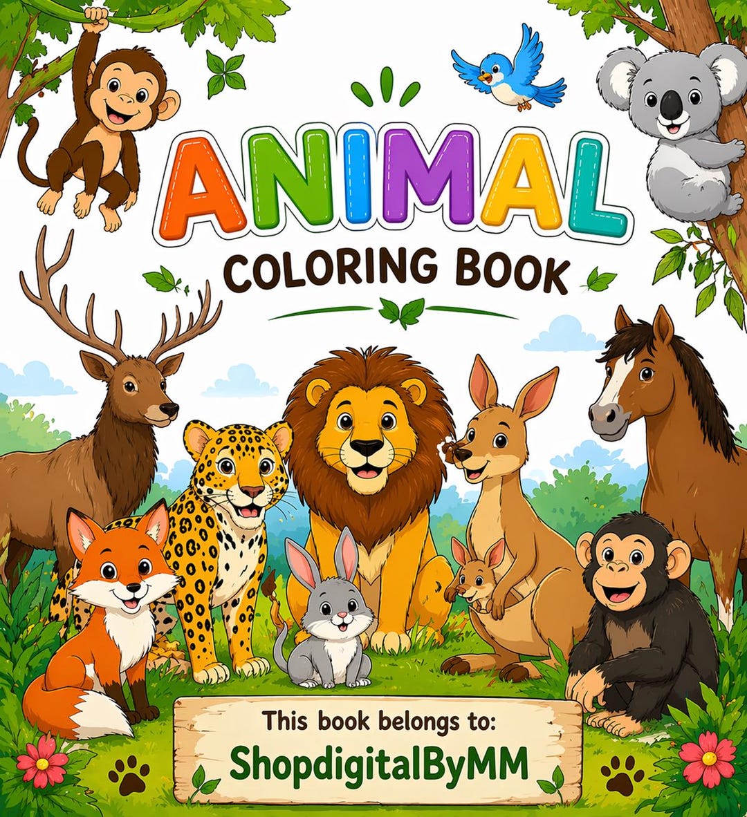 Jungle Animal Coloring Book for Kids | 25 Animals, Printable Activity ...