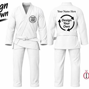 Custom White Pearl Weave BJJ Gi: Personalized Name, Logo (Men's Fit)