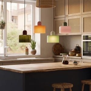 Nordic Stone Pendant Light: Minimalist Scandinavian Japandi Glass Hanging Lamp