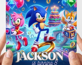 Invitación de cumpleaños de Sonic, plantilla editable de Canva, invitación para fiesta infantil (descarga digital)