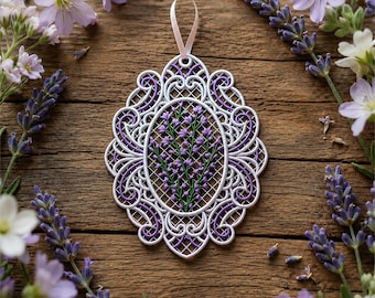 Free Standing Lace Lavender Ornament Embroidery Design, Floral Doily (Digital Download) pes dst