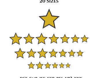 Star Embroidery Design, 20 Sizes, Mini Star Machine Embroidery Design File, Fill Stitch Star Pattern, 0.5" to 10" Star Design, pes dst