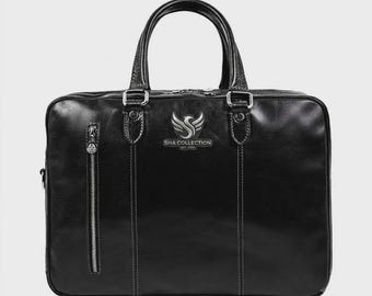 Premium Vollnarbenleder Aktentasche, Vintage Leder Laptoptasche für Herren, Leder Messenger Bag, professionelle Crossbody Aktentasche.