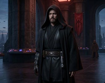 Completo da uomo tattico ispirato ai Jedi, composto da mantello con cappuccio e tunica - Attrezzatura cosplay di alta qualità