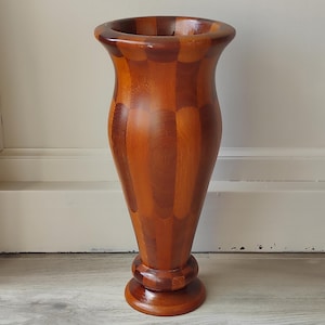 Large Turned Wood Vase | Segmented Walnut & Cherry Pedestal Vase | Handmade Wooden Home Decor | Rustic Farmhouse Centerpiece | Wood Turner