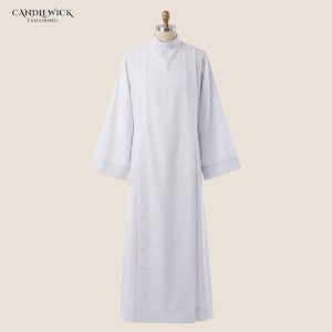 White Cassock Alb Clergy Robe: Catholic Long Sleeve Liturgical Vestment