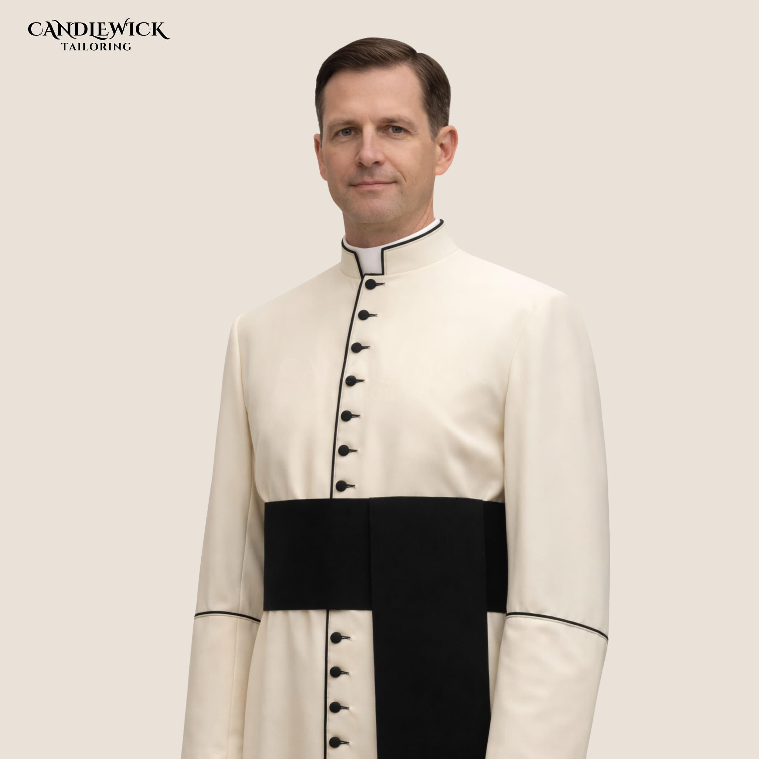 Cream Roman Cassock With Black Trim & Fascia | Clergy Vestment Robe - Etsy