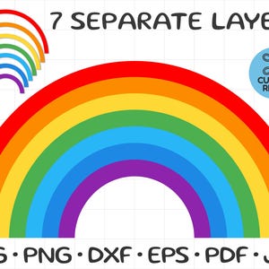 Rainbow SVG, PNG, Layered Rainbow Cut File, Classic Rainbow Vector Clipart, 7 Layer Color Rainbow SVG for Cricut, Nursery Decor Pdf, Jpg