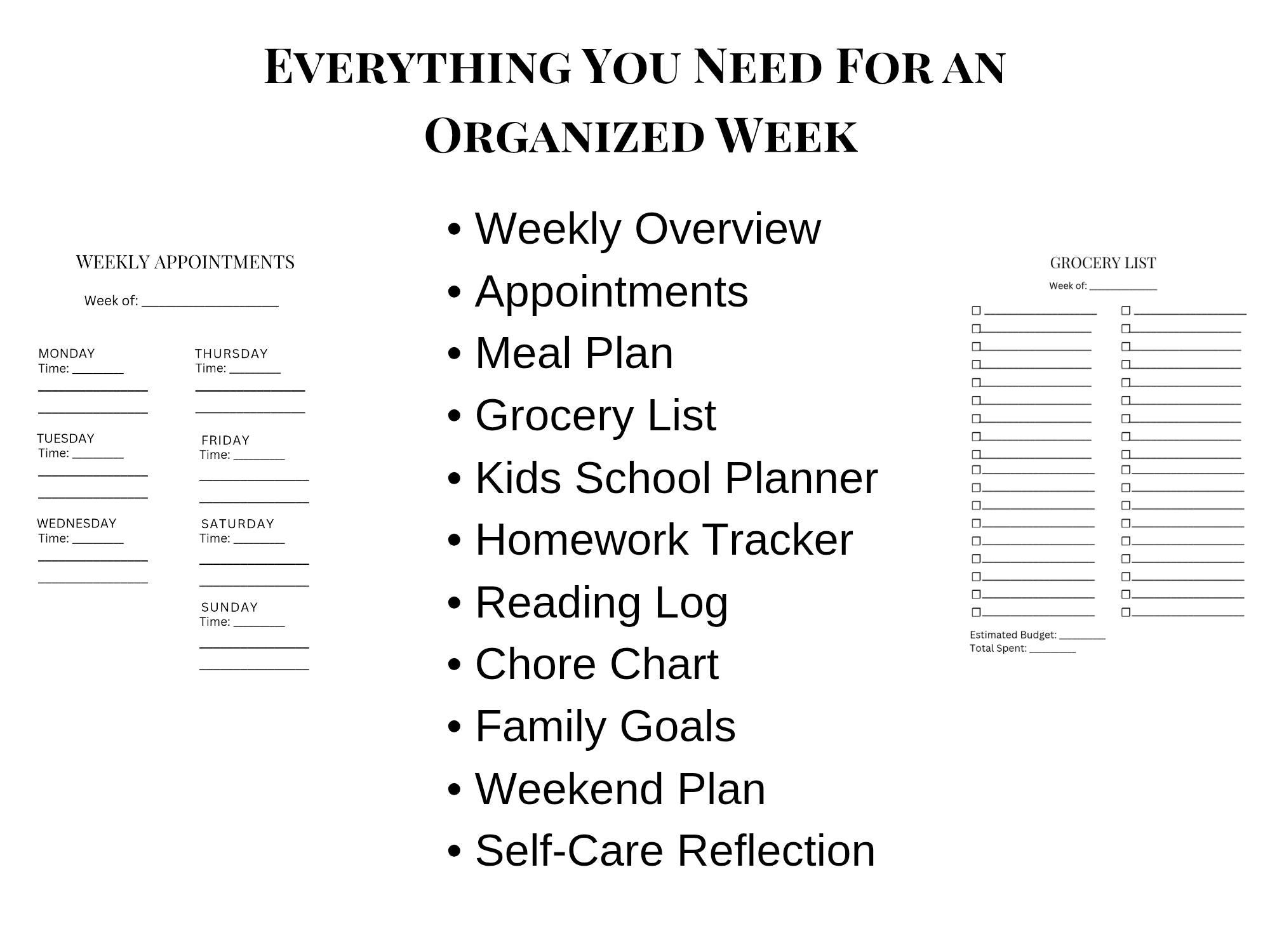 Family Weekly Reset Planner Printable PDF | Stay at Home Mom Organizer ...