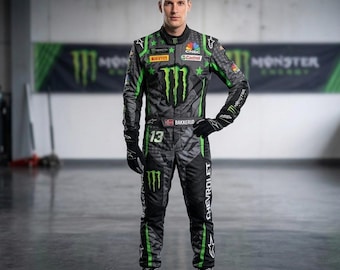 Traje de carreras de karts negro, traje de karting personalizado a medida con nombre, bandera y número personalizados. Traje de karting de Cordura.